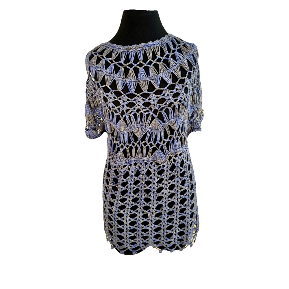 NWT Sioni Studio Crochet Open Knit Sweater Boho Top Swim Coverup L/XL MSRP $96.